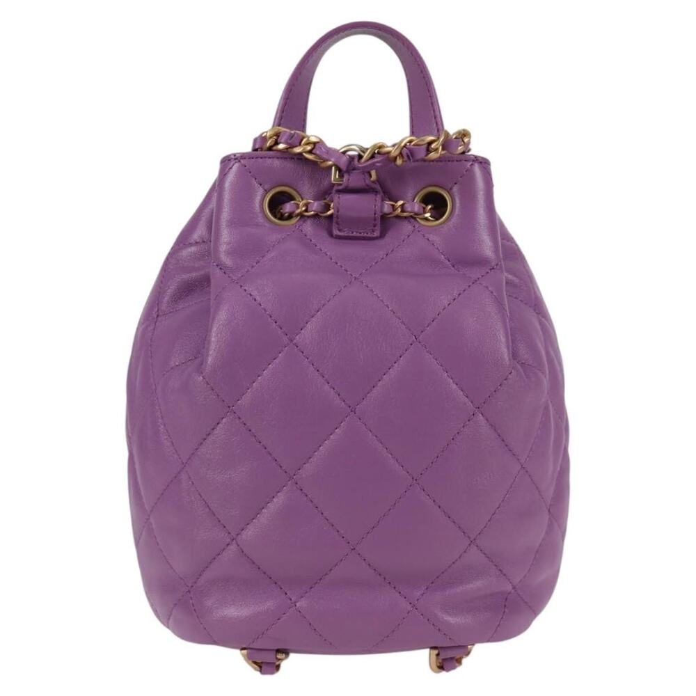 Chanel Chain Matelasse Backpack Lamb Skin Purple CC - Picture 2 of 8